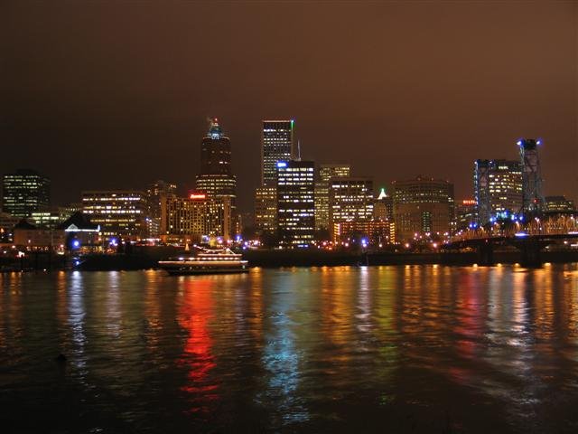 Portland Skyline at night, made by my dad, Портланд