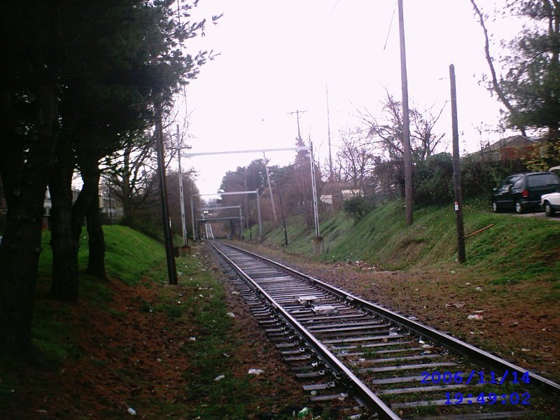 Macdade Blv trolly tracks crossing, facing south., Коллингдейл