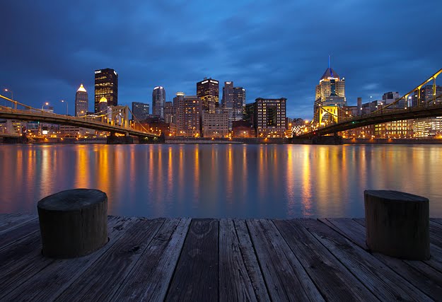 Pittsburgh Downtown Skyline Reflection, Pennsylvania, Питтсбург