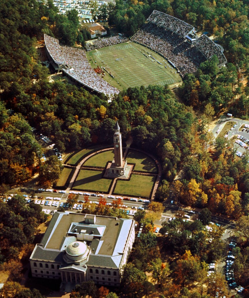 Aerial View of Wilson Library and Kenan Stadium, 1963, Чапел-Хилл