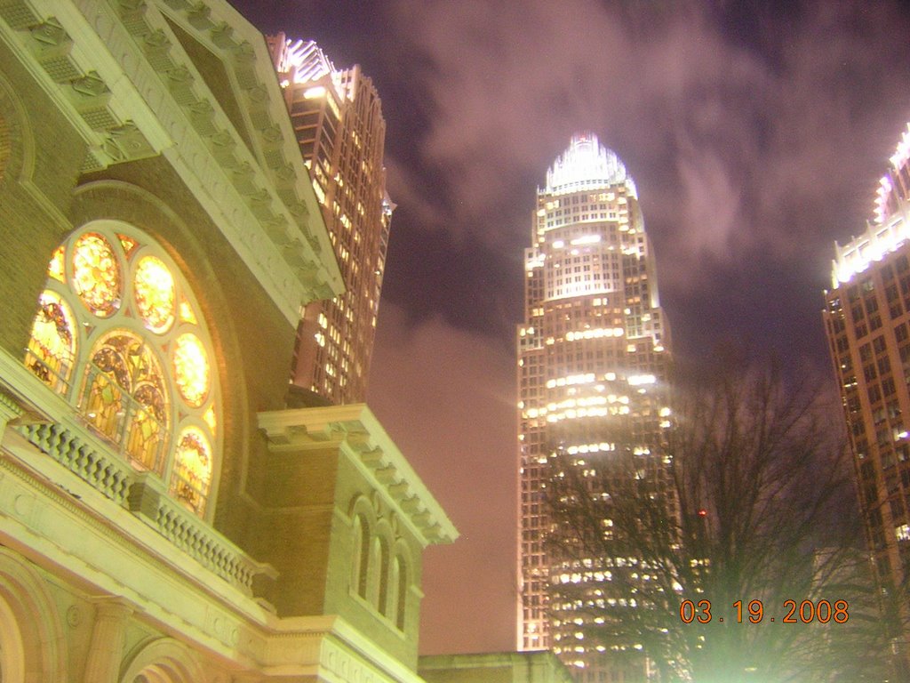 Bank Of America At Night 3-19-2008, Шарлотт