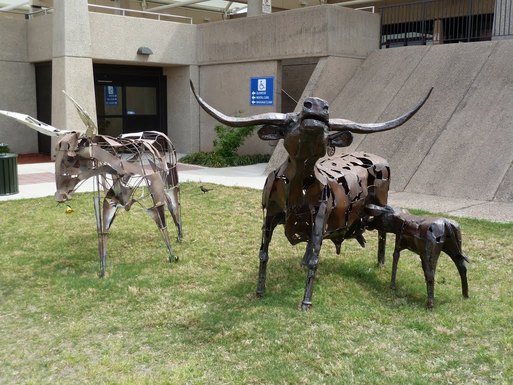 Abilene, TX: Airport Sculpture, "Born to be Free" - Doug Graves, artist, 2011, Аспермонт