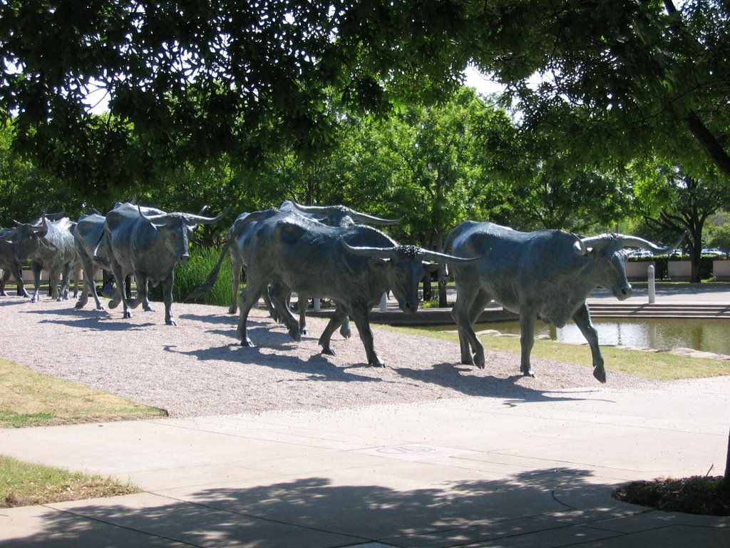 Bronze cattle sculpture in Pioneer cemetery, Даллас