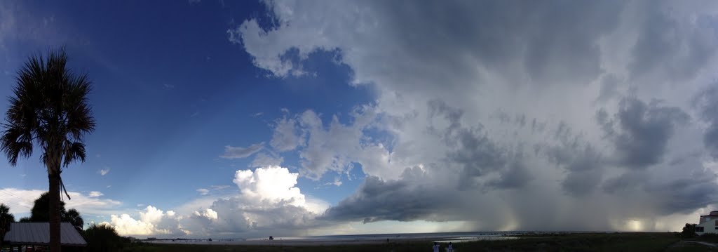 panoramic of thunder storms in the gulf, Siesta Key, Sarasota (8-28-2010), Сиеста-Ки