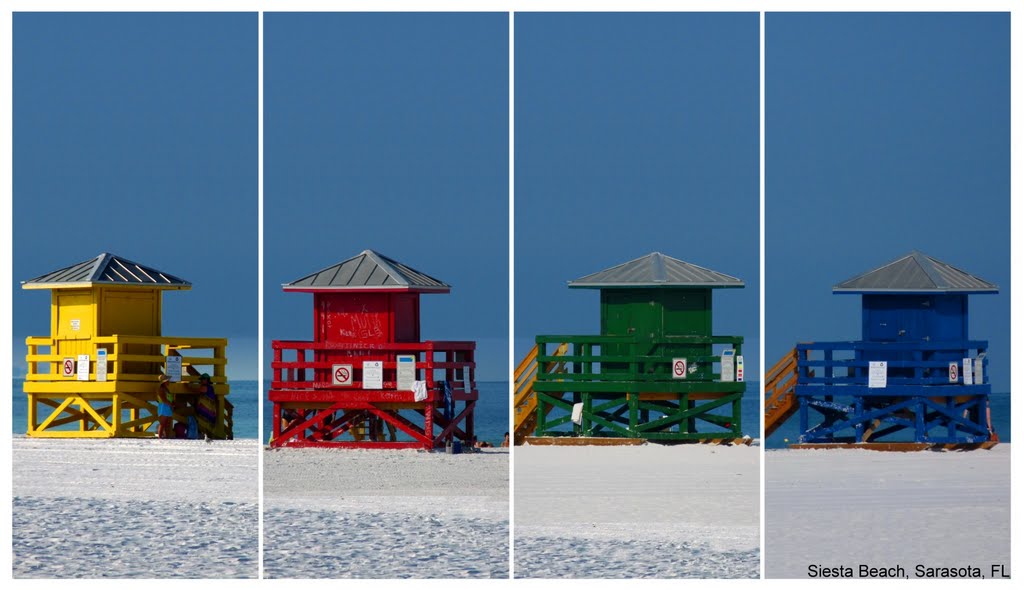 Baywatch huts: Siesta Beach, Sarasota, FL, USA, Сиеста-Ки