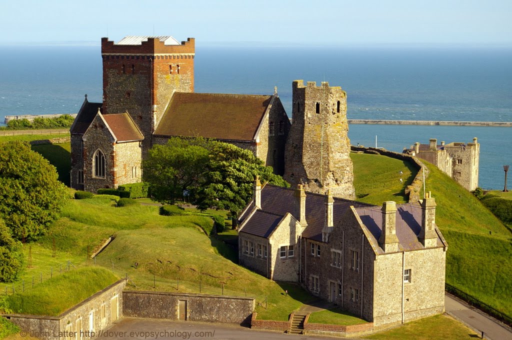 Roman Pharos and Saxon Church from the Norman Keep of Dover Castle, Kent, UK, Дувр