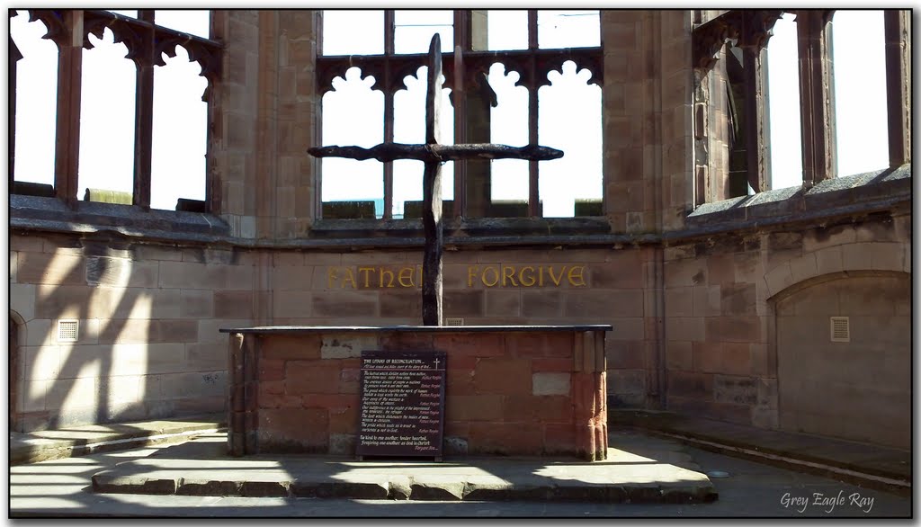 Father Forgive-The cross is made from the charred medieval roof timbers of Coventry Cathedral, Ковентри