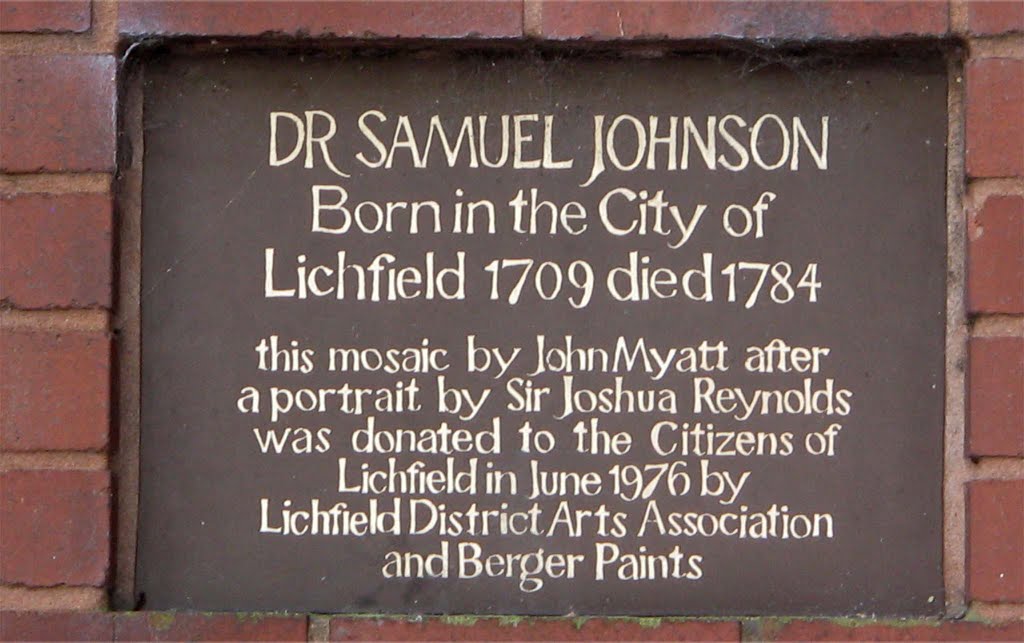 Plaque: Dr Samuel Johnson, Личфилд