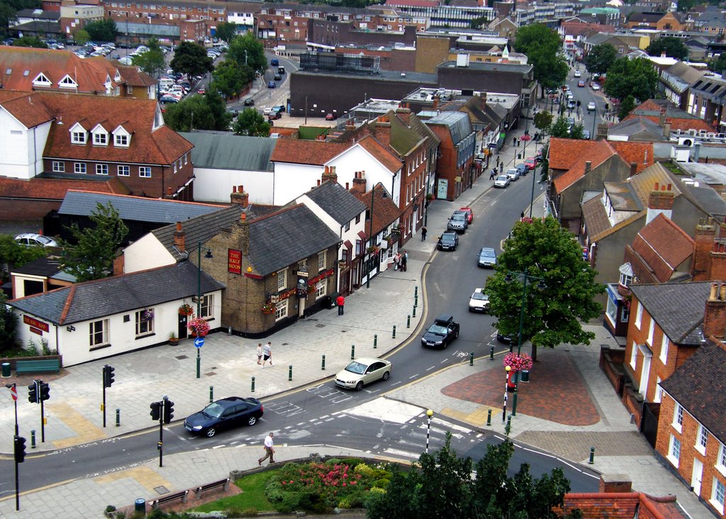 Rayleigh High Street taken from the Holy Trinity Church tower 2008, Рейли