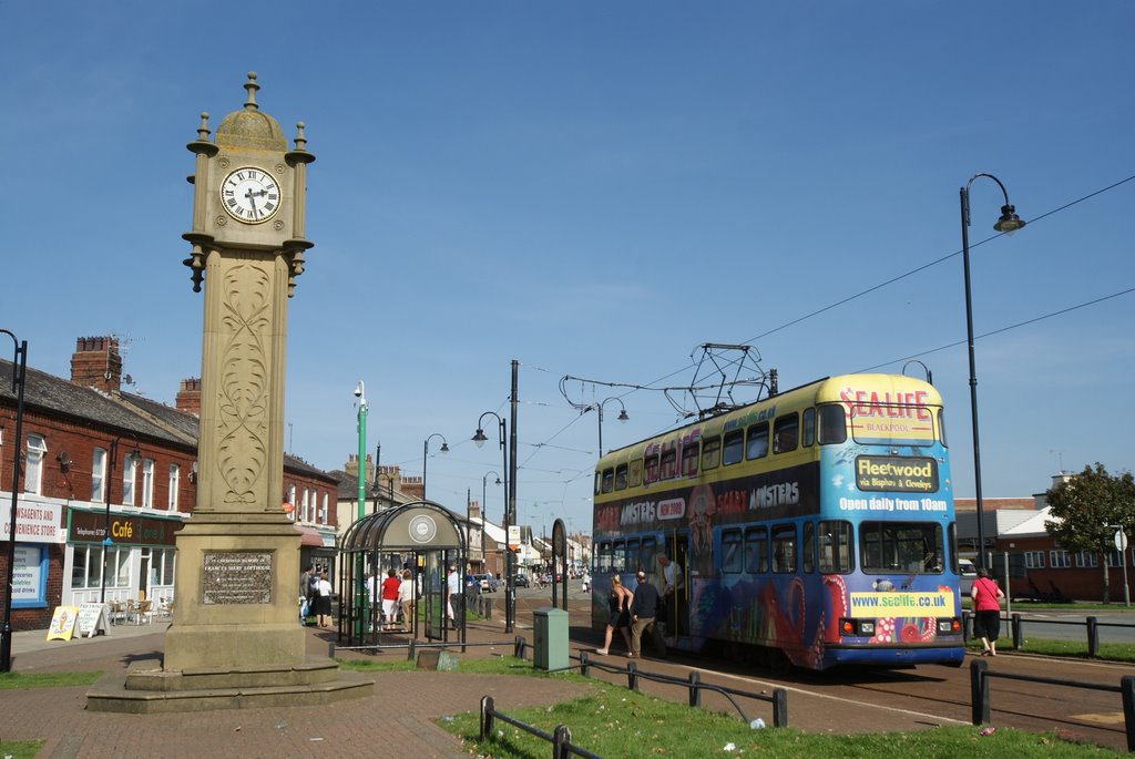 Clock Tower And Tram In Fleetwood, Флитвуд