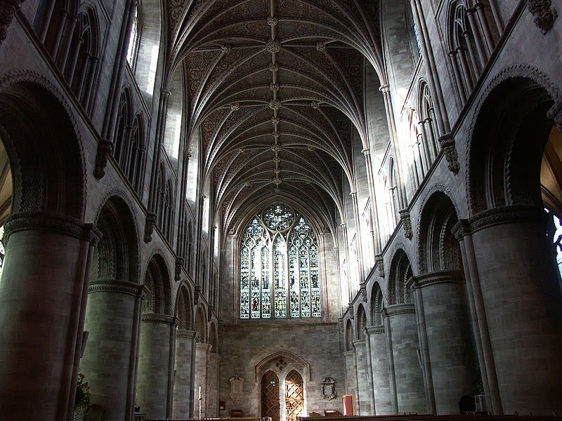 Vault above the nave inside Hereford Cathedral, Hereford, Herefordshire, England, Херефорд