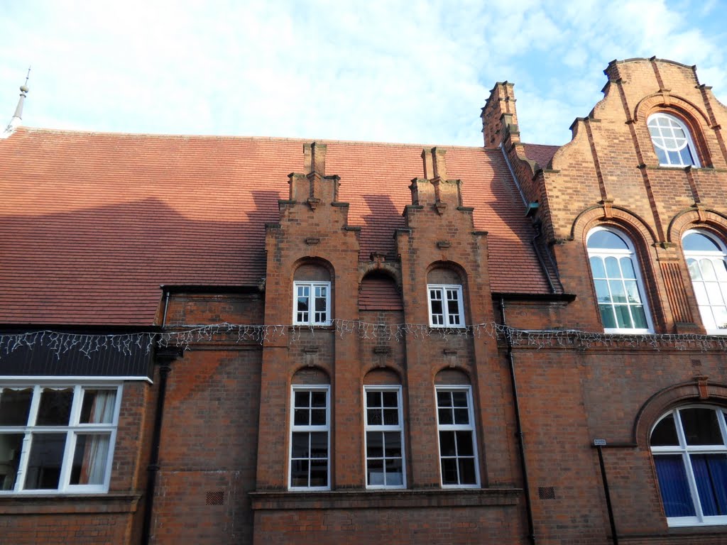 Fancy brickwork on the frontage of the old Free Library, Station Rd.,Hinckley, Хинкли