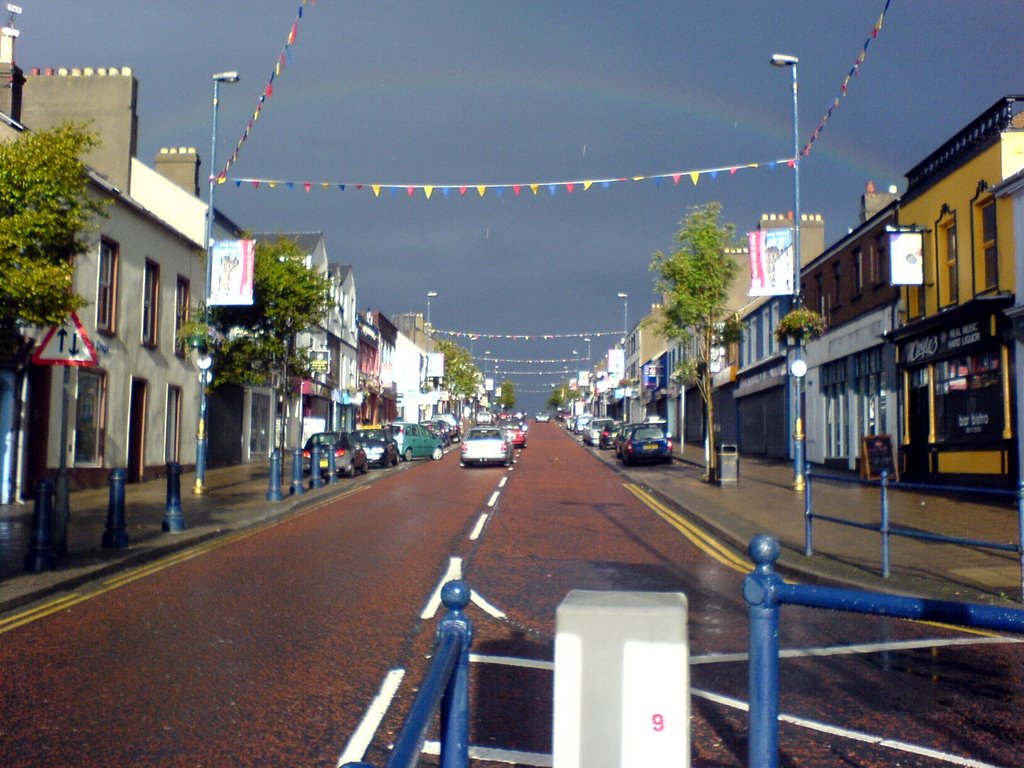 rainbow over street in Bangor, Бангор