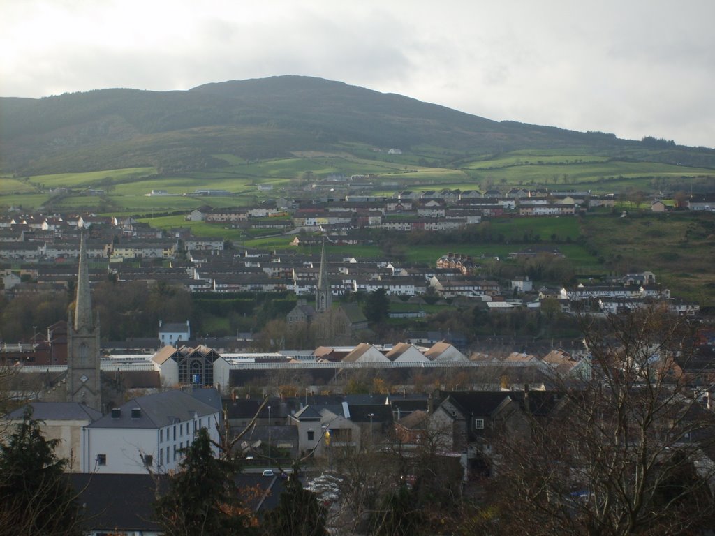 Butter crane Shopping Centre and Barcroft Park from Abbey Heights  Newry ., Ньюри