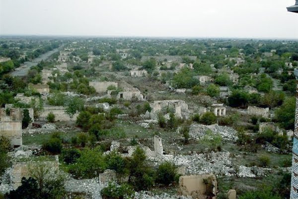 town Akna /former Agdam/ ruined by azerbaijan barbarian during war, Republic of Mountainous Karabagh. г, Акна /быв Агдам/ разрушенный азерскими варварами в ходе войны, НКР, Агдам