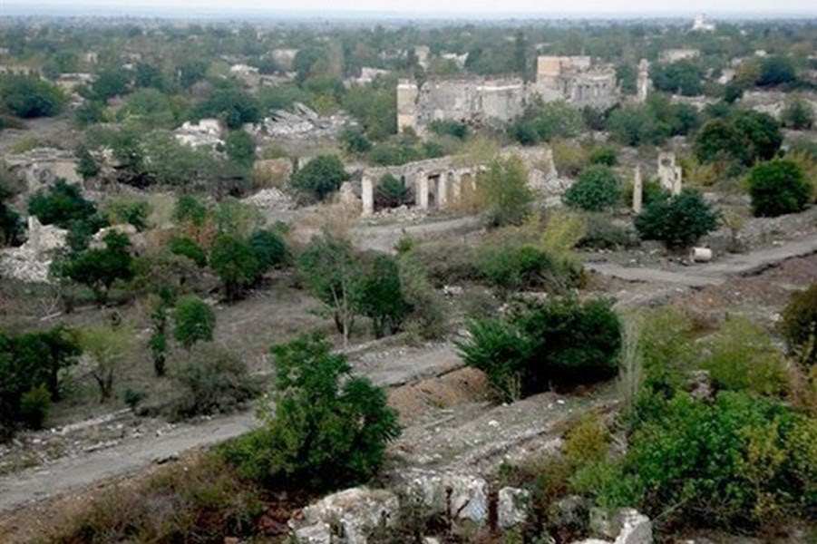 town Akna /former Agdam/ ruined by azerbaijan barbarian during war, Republic of Mountainous Karabagh. г, Акна /быв Агдам/ разрушенный азерскими варварами в ходе войны, НКР, Агдам
