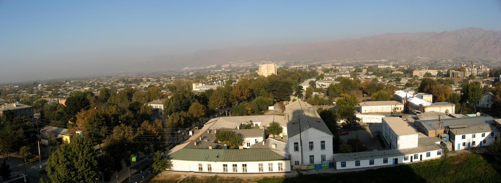 Panorama of Khujand from Hotel Ehson. Sogd, Tajikistan., Худжанд