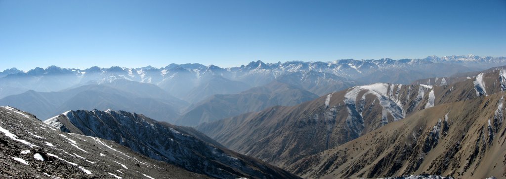 Panorama of Zarafshon ridge from Turkestan ridge. Tajikistan., Зафарабад