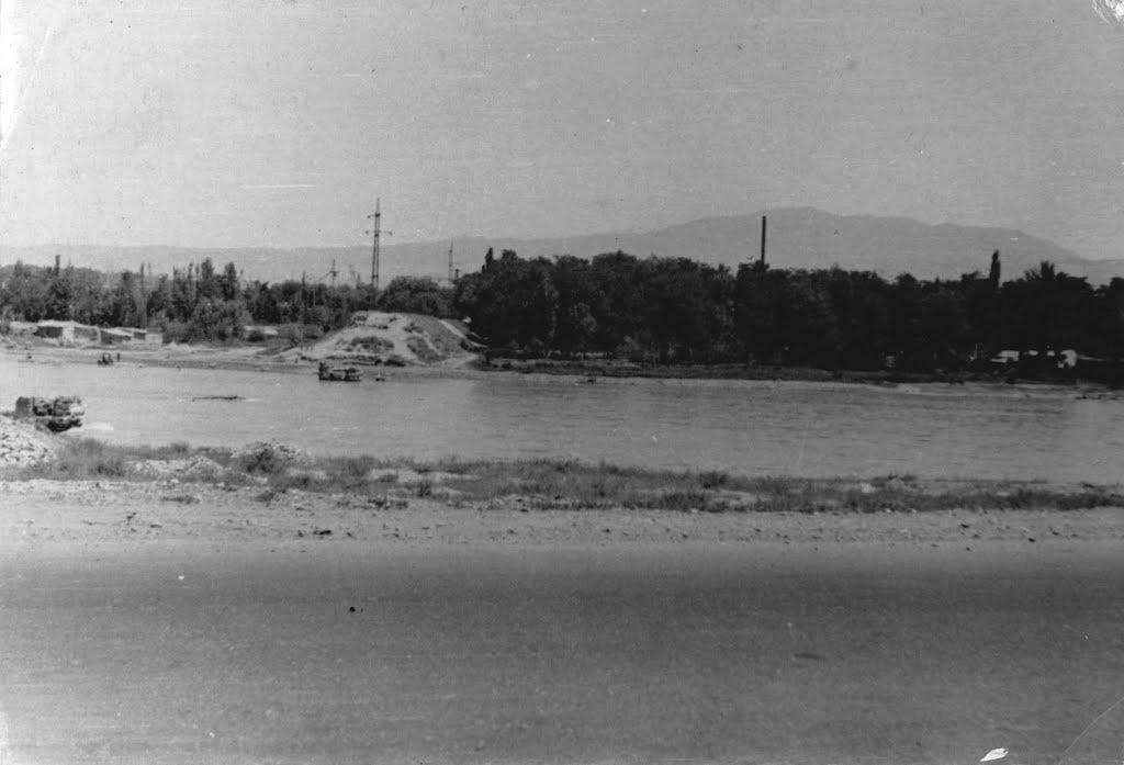 Сыр-Дарья весной 1964 года в районе улицы Запорожье у быков старого моста., Бакабад