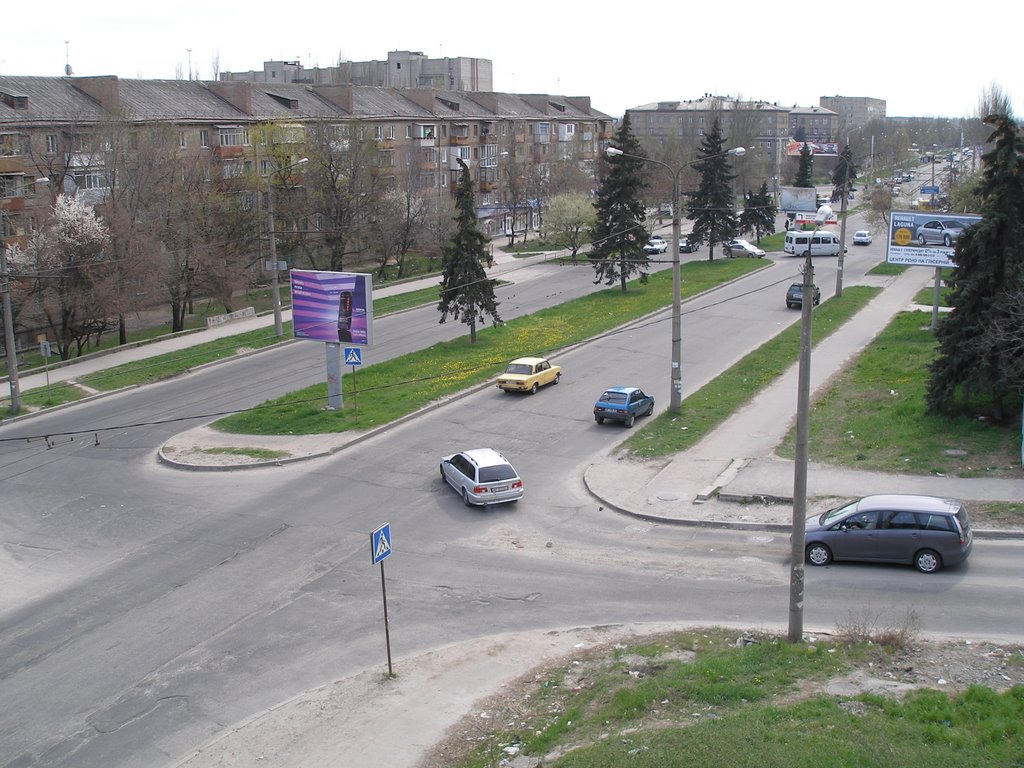 view of the Victory street of the dam, Запорожье