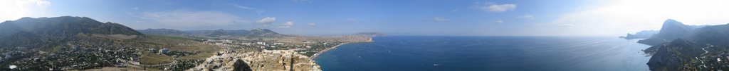 Вид с Генуэзской крепости, панорама на 360°, июль 2004, Судак