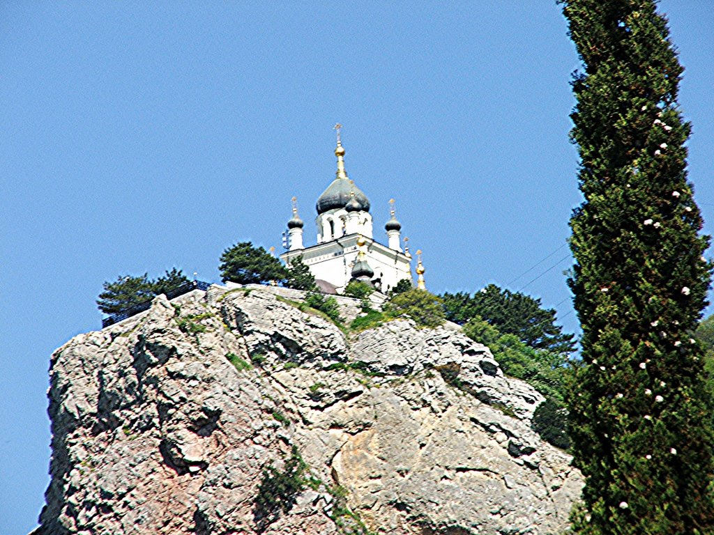 Krim - Jailagebirge - Forosski-Kirche - dient gleichzeitig als Leuchtturm!, Форос