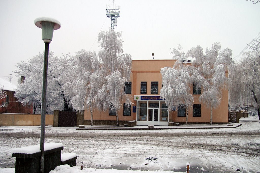 админ здание ГНИ зимой, Красный Луч
