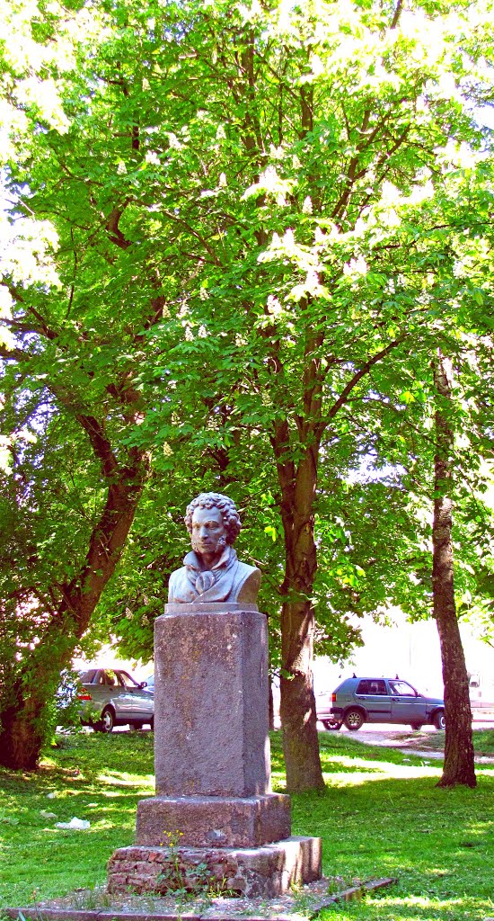 Бюст А. С. Пушкину в сквере перед кинотеатром., Каменка-Бугская