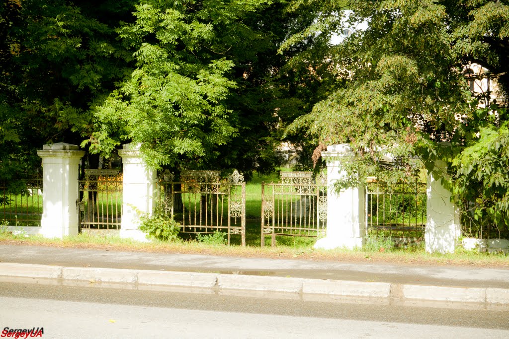 Дворец и парк баронов Грьодлей. Ограда, кон. XIX в., Сколе