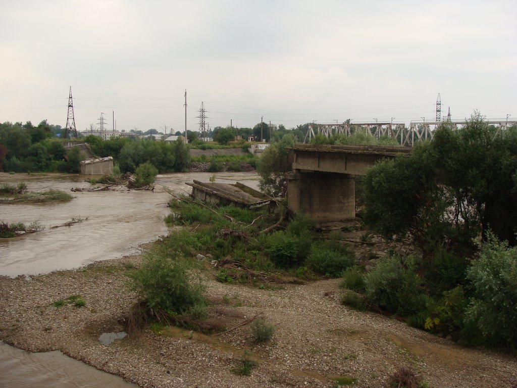Ruins of Old Bridges over The River Stryy, Стрый