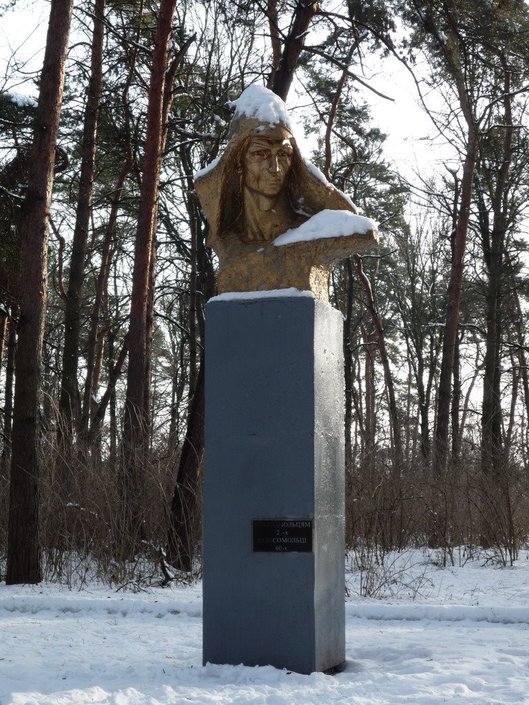 Памятник в сосновому парку "Комсомольцям 20-х Комсомольці 60-х", Лохвица