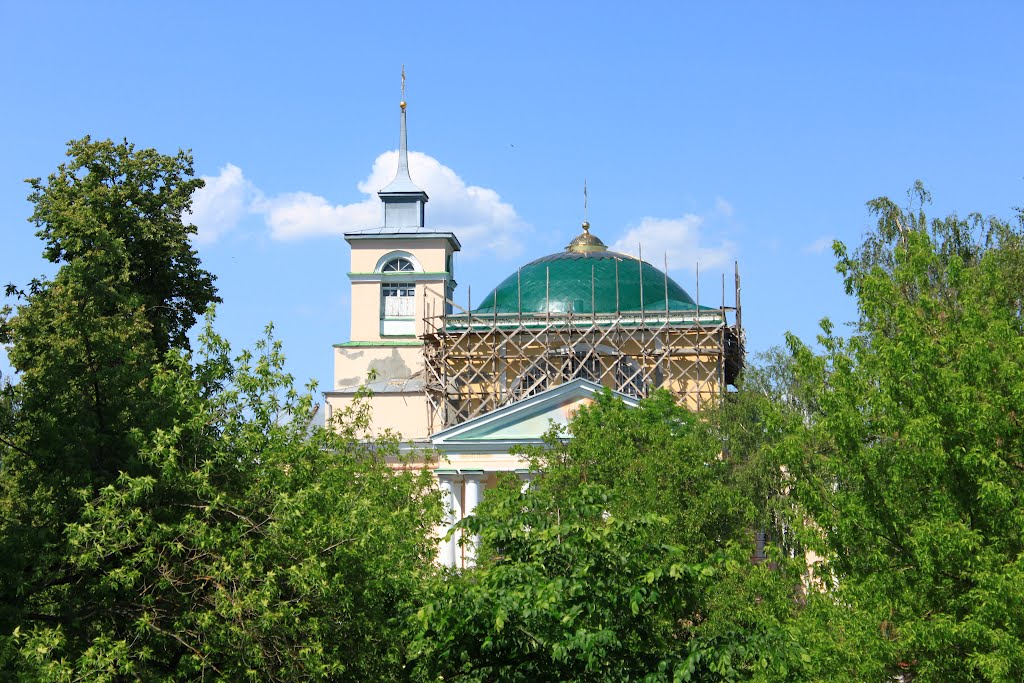 Korets. St. Nicolas Orthodox Cathedral from the castle hill., Корец