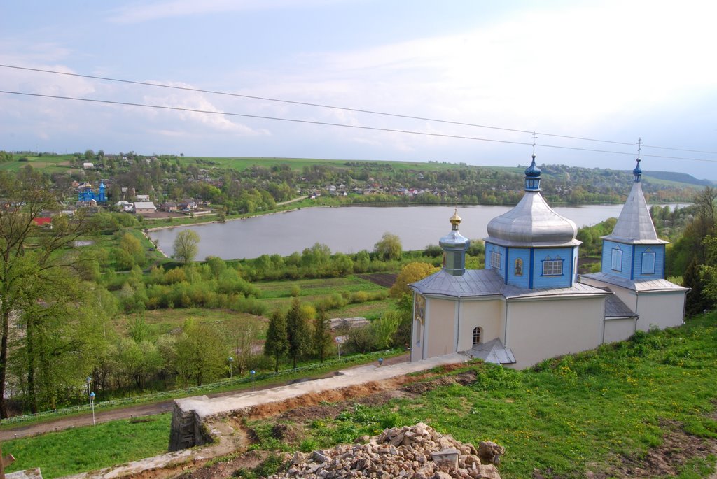 Vyshnivets. View from the palace terrace, Вишневец