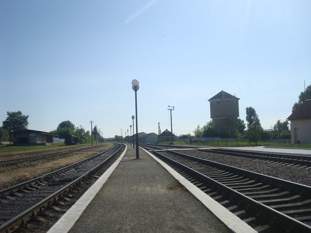 Станция Лановцы. Вторая платформа.  Вид в сторону Лепесовки, Лановцы