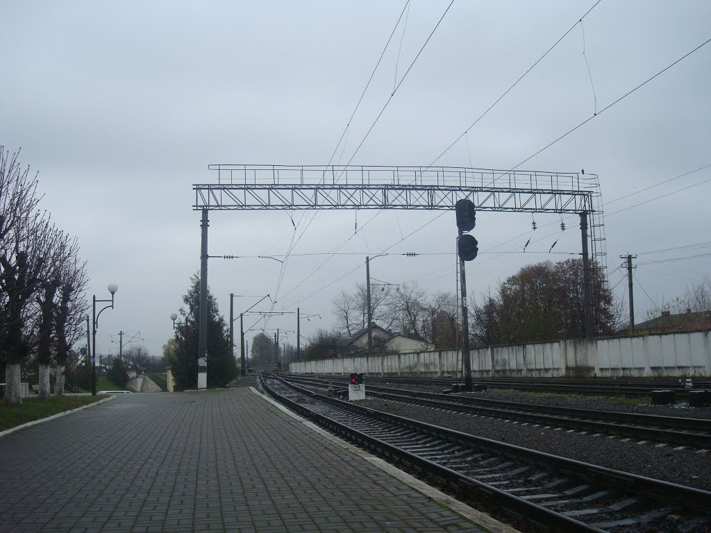 Станция Подволочиск. Первая платформа. Вид в сторону Волочиска, Подволочиск