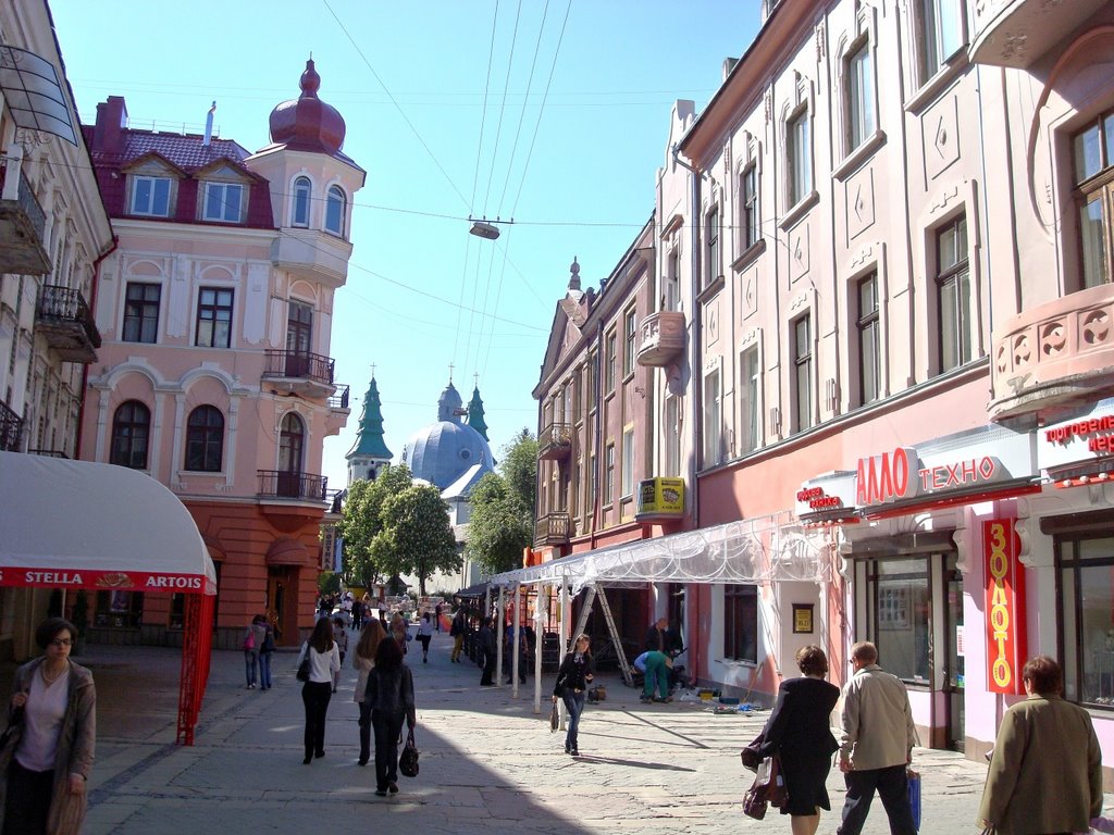 Ternopil, street in the old town, May 2009, Тернополь