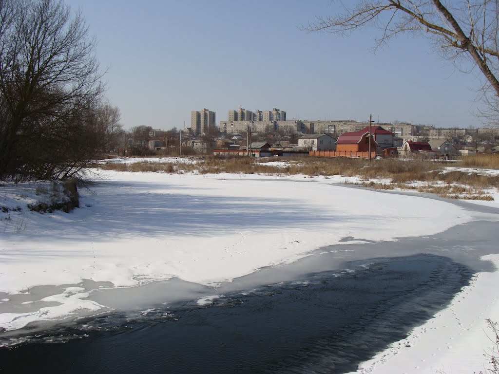 Река Балаклейка, март 2012 года. Вид в сторону города, Балаклея