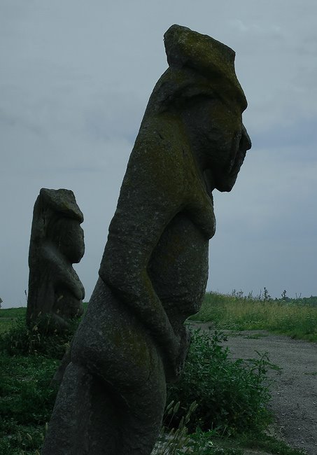Scythian stone idols gathered on a mount in Izyum, Изюм