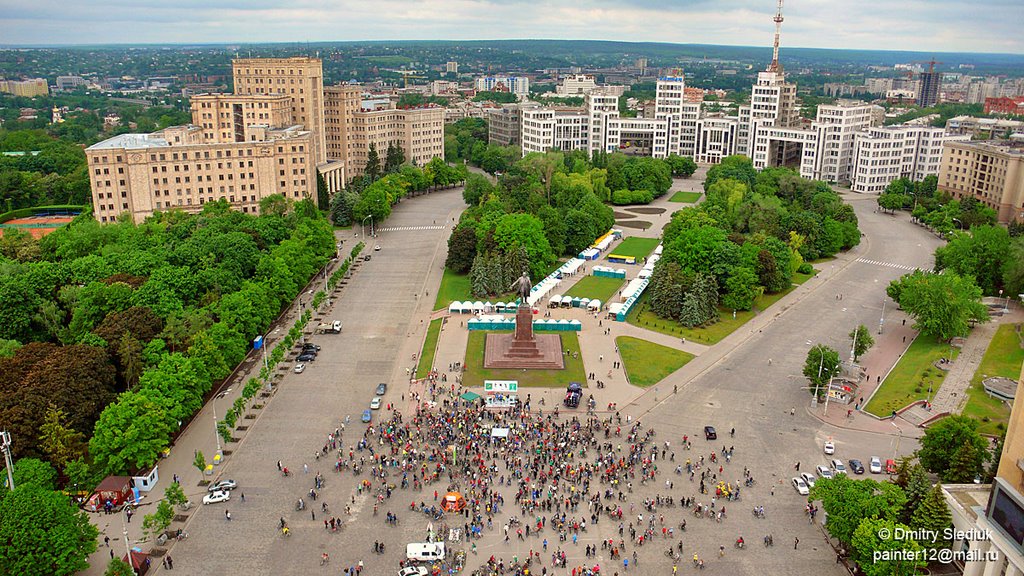 Аэрофотосъемка Харькова. Велодень на площади Дзержинского (P1510376), Харьков