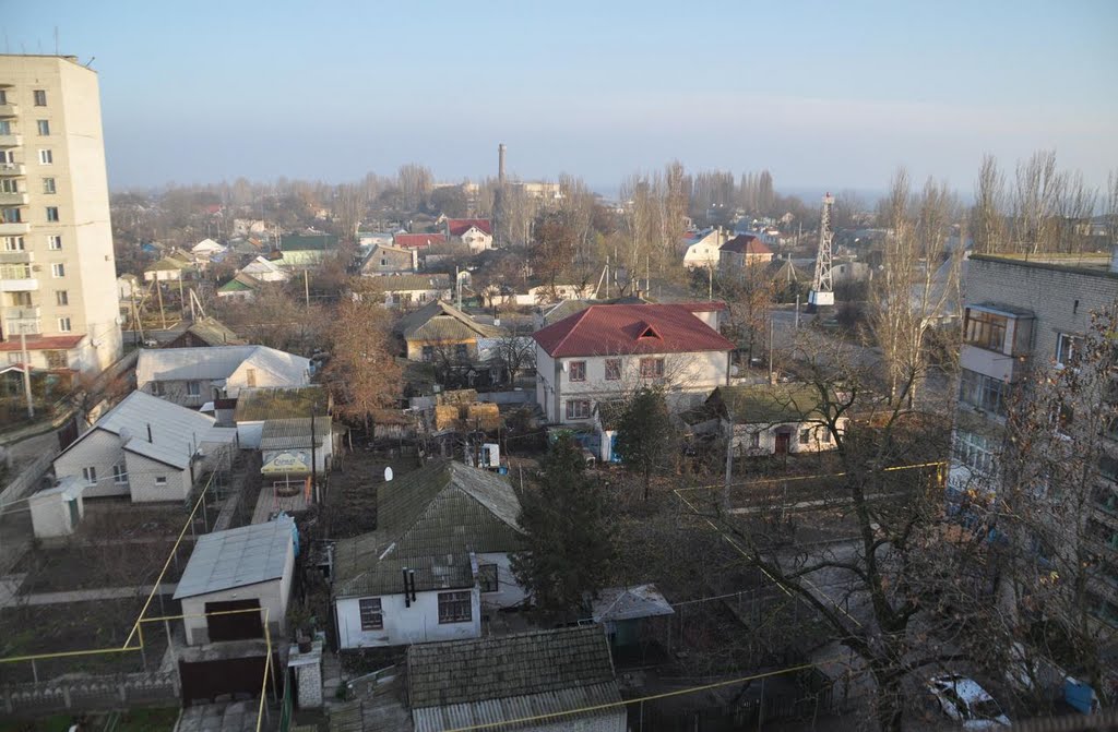 вид на город с крыши пятиэтажки, Скадовск