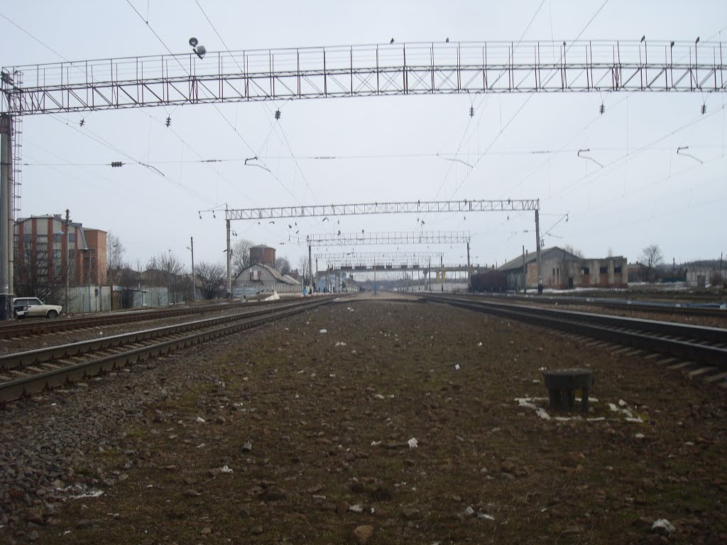 Станция Деражня. Вид в сторону Комаровцев, Деражня