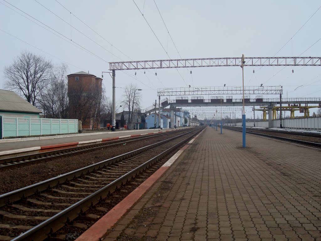 Станция Деражня. Вторая платформа. Вид в сторону Комаровцев, Деражня
