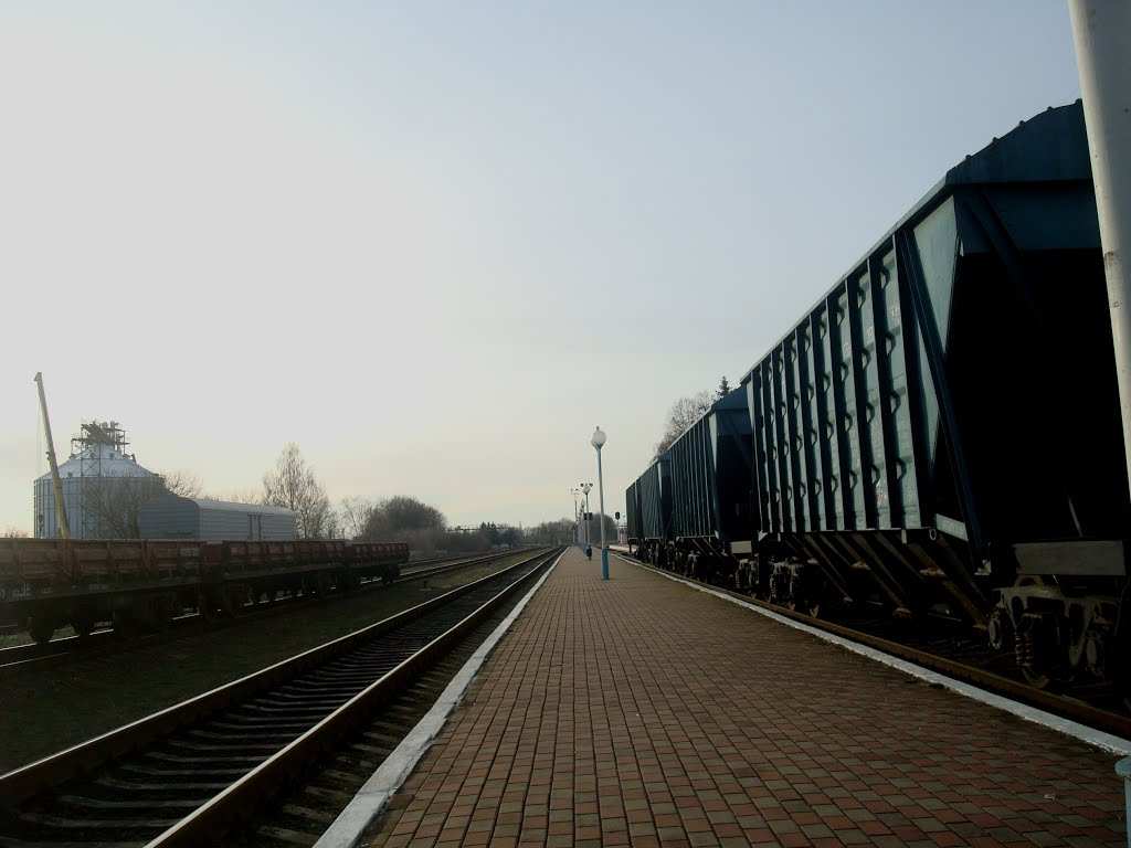 Станция Изяслав. Вторая платформа. Вид в сторону Клембовки, Изяслав