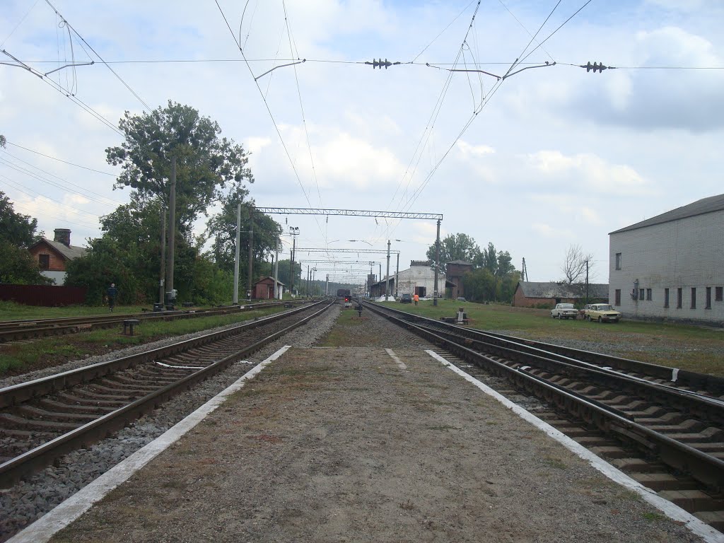 Станция Славута. Вид со второй платформы в сторону Цветохи, Славута