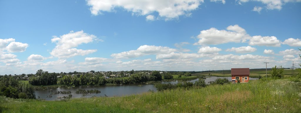 Панорама с красивым видом на речку / Panorama with a beautiful view of the river, Липовец