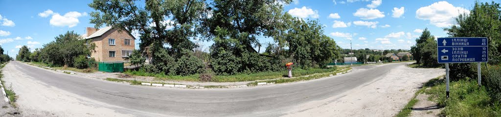 Панорама возле дорожного указателя, Липовец