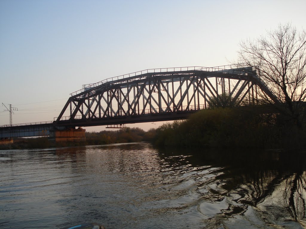 Залізничний міст/Le pont ferroviaire dans la rivière de Styr dans la petite ville de Rozhishche, Рожище